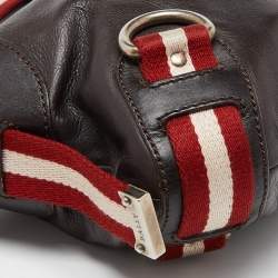 Pre Owned Bally Brown Leather Top Zip Hobo