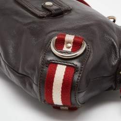 Pre Owned Bally Brown Leather Top Zip Hobo