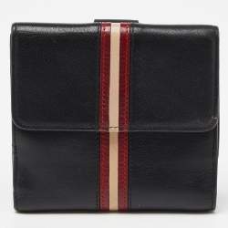 Bally Black Leather Compact Wallet