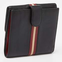 Bally Black Leather Compact Wallet
