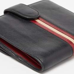 Bally Black Leather Compact Wallet