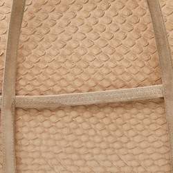 Bally Beige Watersnake Leather and Suede Metal Frame Shoulder Bag