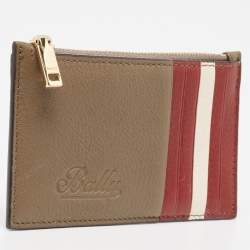 Bally Tricolor Leather Zip Card Holder