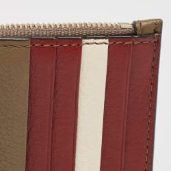 Bally Tricolor Leather Zip Card Holder