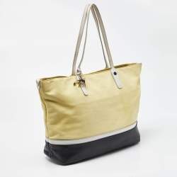 Bally Yellow/Black Leather Shopper Tote