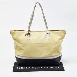 Bally Yellow/Black Leather Shopper Tote