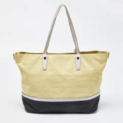 Bally Yellow/Black Leather Shopper Tote