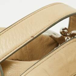 Pre Owned Bally Cream Leather Front Zip Pocket Hobo