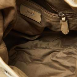 Pre Owned Bally Cream Leather Front Zip Pocket Hobo