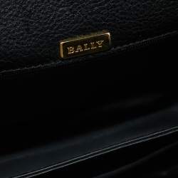 Pre Owned Bally Black Leather and Croc Embossed Leather Vintage Flap Crossbody Bag