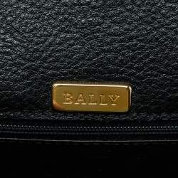 Pre Owned Bally Black Leather and Croc Embossed Leather Vintage Flap Crossbody Bag