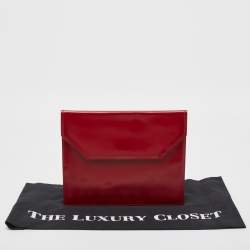 Bally Red Glossy Leather Envelope Clutch