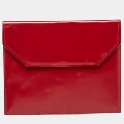 Bally Red Glossy Leather Envelope Clutch