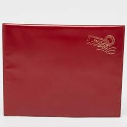 Bally Red Glossy Leather Envelope Clutch