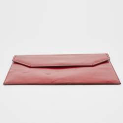 Bally Red Glossy Leather Envelope Clutch