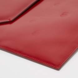 Bally Red Glossy Leather Envelope Clutch