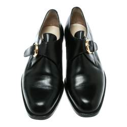 Bally Black Leather Monk Strap Flats Size 37