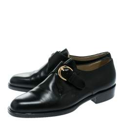 Bally Black Leather Monk Strap Flats Size 37