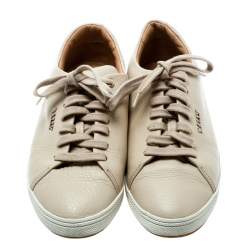 Pre Owned Bally Beige Leather Lace Up Sneakers Size 35