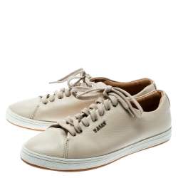 Pre Owned Bally Beige Leather Lace Up Sneakers Size 35