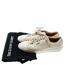 Pre Owned Bally Beige Leather Lace Up Sneakers Size 35