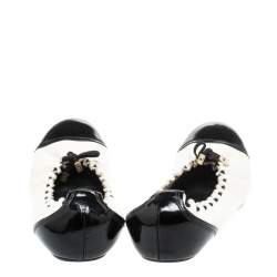 Bally Monochrome Leather Sayana Cap Toe Scrunch Ballet Flats Size 40