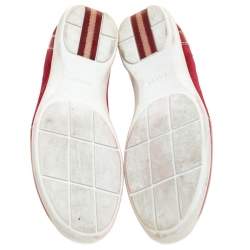 Pre Owned Bally Red Suede And Patent Leather Slip On Sneakers Size 36