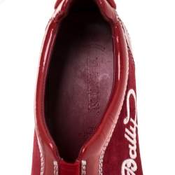Pre Owned Bally Red Suede And Patent Leather Slip On Sneakers Size 36