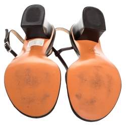 Bally Brown Embossed Leather Slingback Block Heel Sandals Size 38