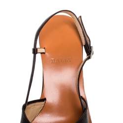 Bally Brown Embossed Leather Slingback Block Heel Sandals Size 38