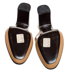 Bally Brown Leather Cross Strap Block Heel Slide Sandals Size 38