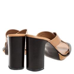 Bally Brown Leather Cross Strap Block Heel Slide Sandals Size 38