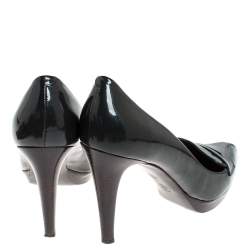 Pre Owned Bally Dark Green Patent Leather Pointed Toe Pumps Size 40