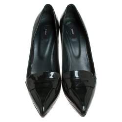 Pre Owned Bally Dark Green Patent Leather Pointed Toe Pumps Size 40