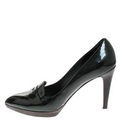 Pre Owned Bally Dark Green Patent Leather Pointed Toe Pumps Size 40