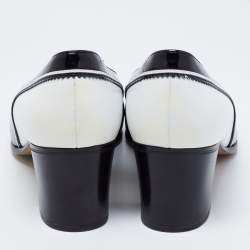 Bally Vintage White/Black Patent And Leather Block Heel Pumps Size 38.5