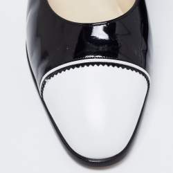 Bally Vintage White/Black Patent And Leather Block Heel Pumps Size 38.5