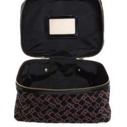 Pre Owned Bally Brown/Blue Logo Velvet Large Makeup Case