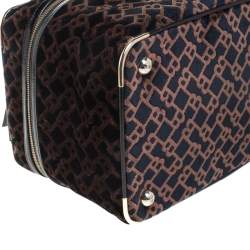 Pre Owned Bally Brown/Blue Logo Velvet Large Makeup Case