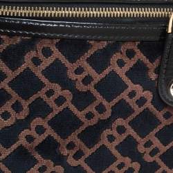Pre Owned Bally Brown/Blue Logo Velvet Large Makeup Case