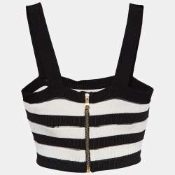 Balmain Black/White Knitted Crop Top M