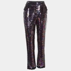 Balmain Purple Fringe Trim Sequin Pants L