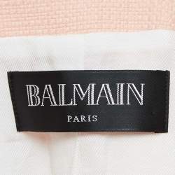 Balmain Pink Cotton Canvas Double Breasted Blazer S