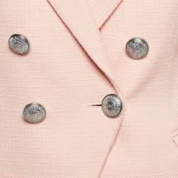 Balmain Pink Cotton Canvas Double Breasted Blazer S
