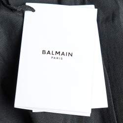 Pre Owned Balmain Black Leather Double Breasted Jacket XL