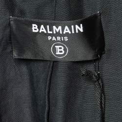 Pre Owned Balmain Black Leather Double Breasted Jacket XL