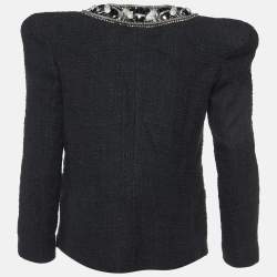Balmain Black Embellished Tweed Jacket M