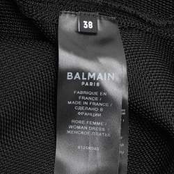 Pre Owned Balmain Black Stretch Knit Bodycon Mini Dress M