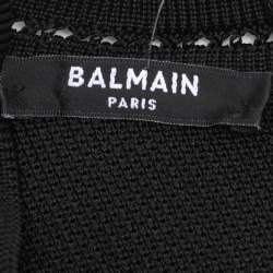 Pre Owned Balmain Black Stretch Knit Bodycon Mini Dress M