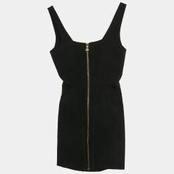 Pre Owned Balmain Black Crepe Corset Scoop Neck Mini Dress S